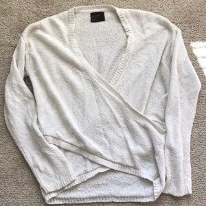 Nordstrom Free Press Wrap Cream Sweater